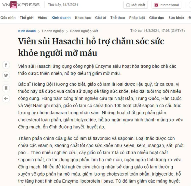 báo chí nói về Hasachi