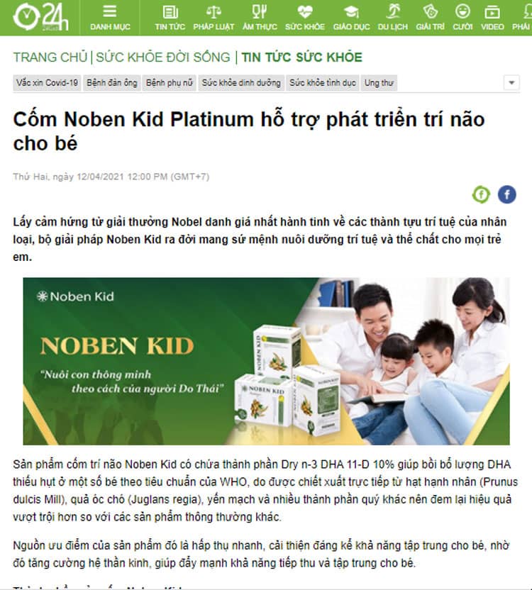 Báo 24h đưa tin về Noben Kid
