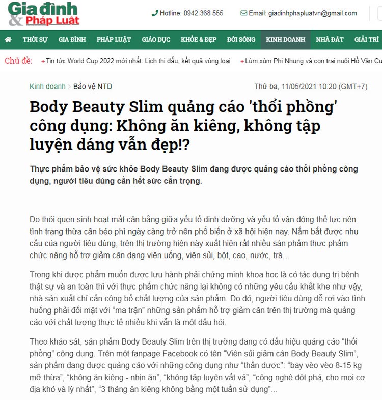 Body Beauty Slim lừa đảo Gia Đình Và Pháp Luật