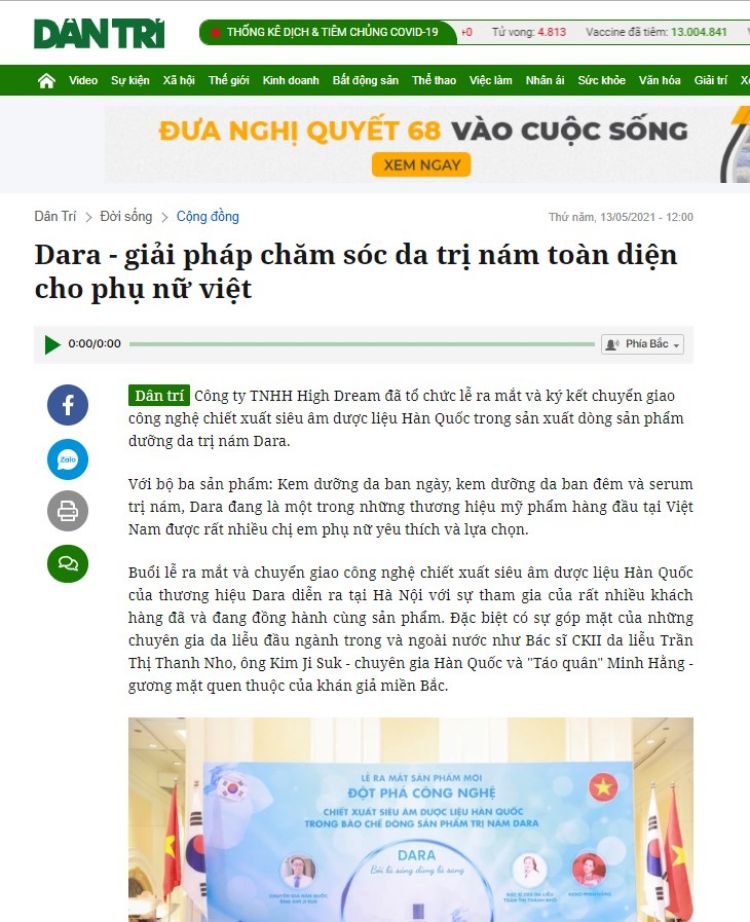 Báo Dân trí đưa tin về Nám Dara