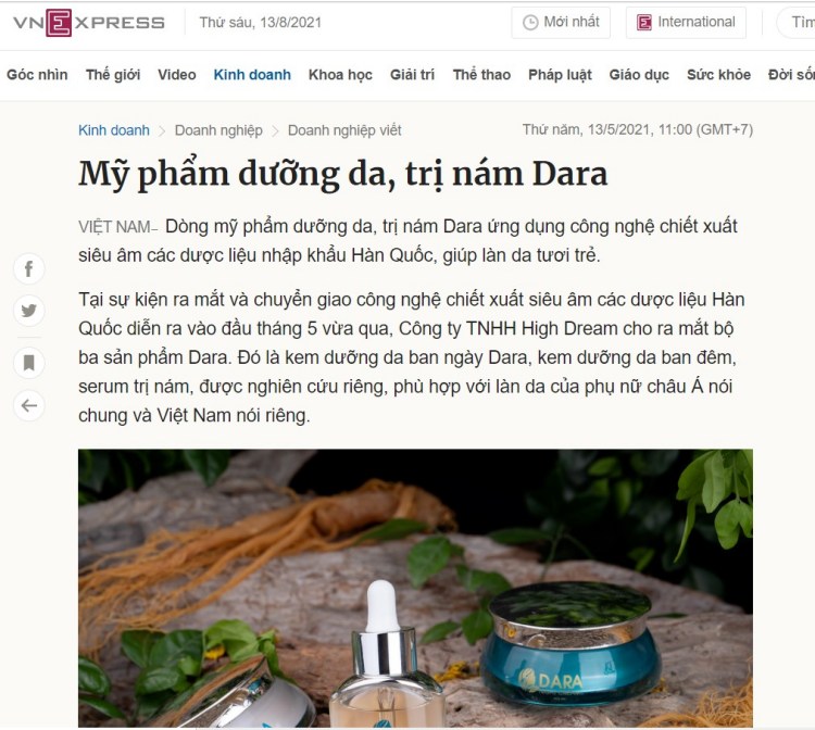 Báo VnExpress đưa tin về Nám Dara