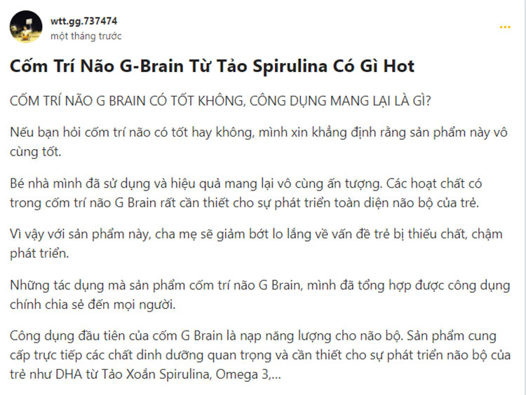 Review Cốm Trí Não G-Brain trên Webtretho