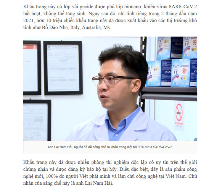 Báo VTV đưa tin về Khẩu trang y tế Wakamono