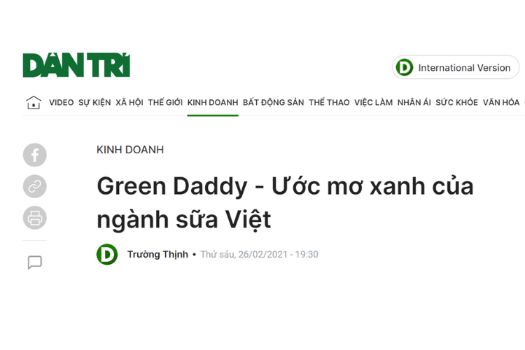 Báo Dân trí đưa tin về Green Daddy