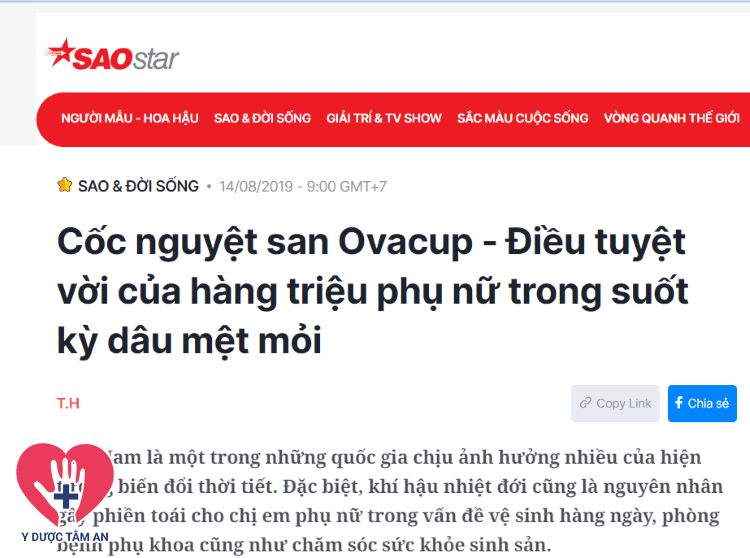 báo Sao star đưa tin về cốc nguyệt san Ovacup