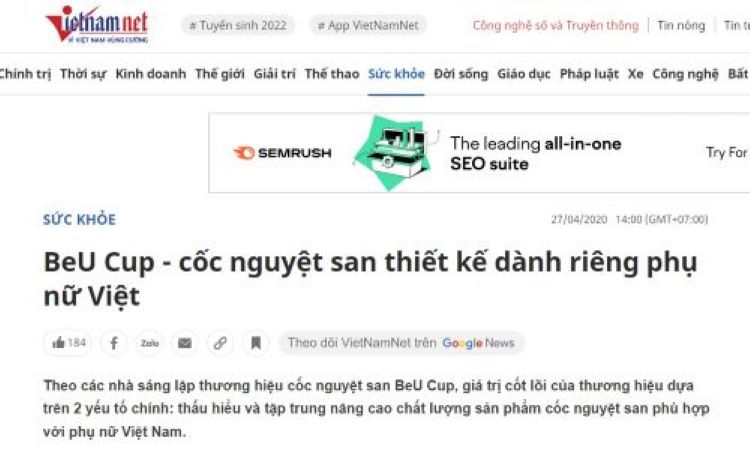 Báo Vietnam.net nói về cốc nguyệt san BeUCup